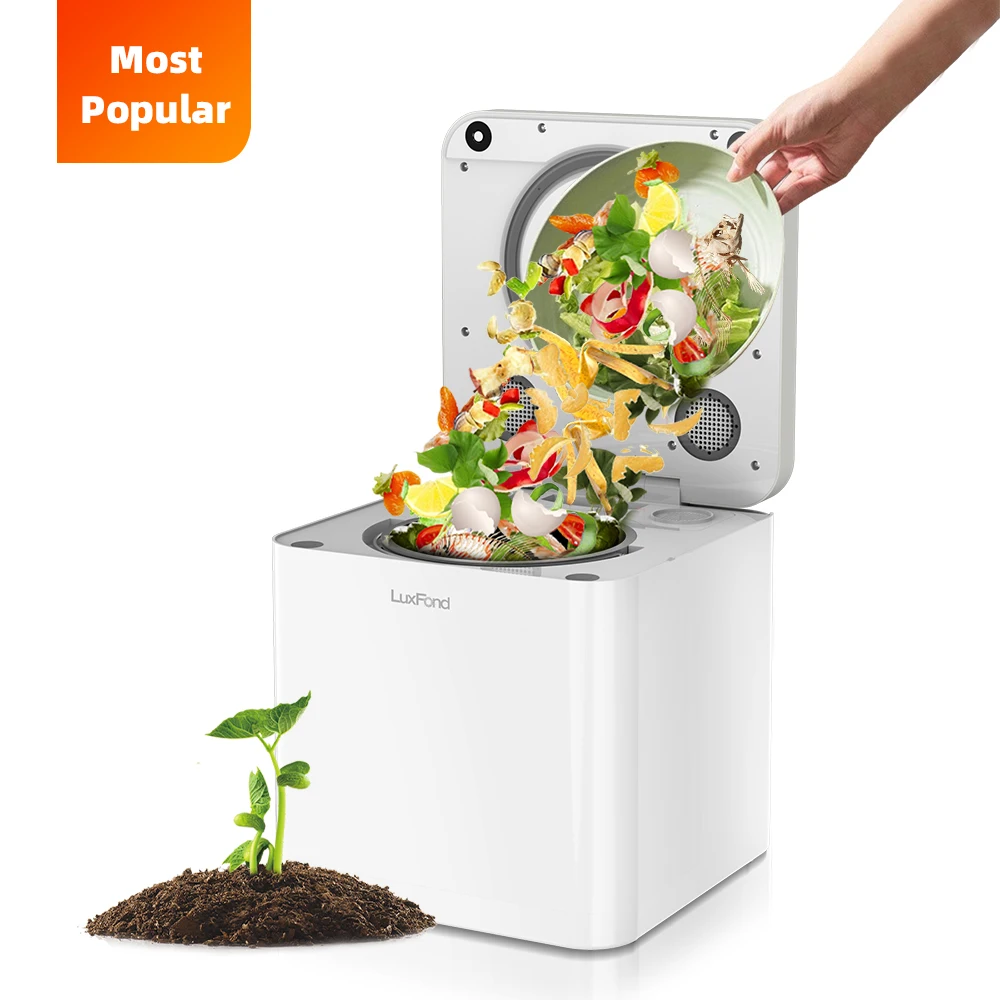 Turn Waste To Pre-Compost For Plants, Quiet Odorless Electric Food Composter Bin Kitchen  Counter Indoor