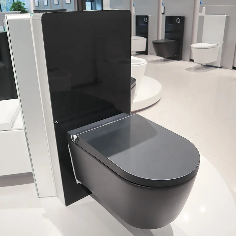 Modern Design Matt Black Wall Hung Shower Toilet Heating Seat Intelligent Smart Toilet