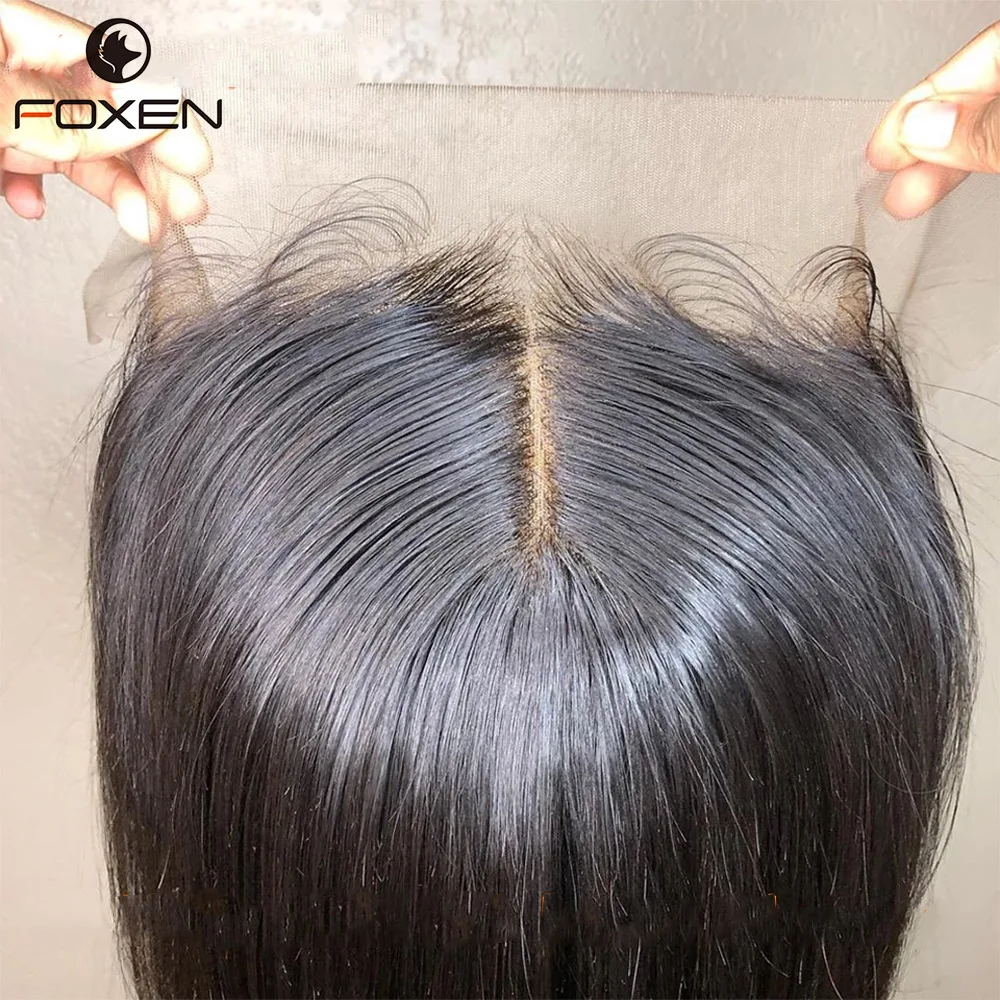 Foxen Wholesale Top Grade Silk Base Closure,Brazilian Human Hair Body Wave/silky Straight Wave 4x4 Silk Closure