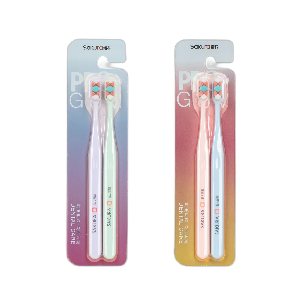 Personalized Best Selling High Quality 2-pack Solid Color Deep Clean Extra Soft Toothbrushes Adult Manual Toothbrush
