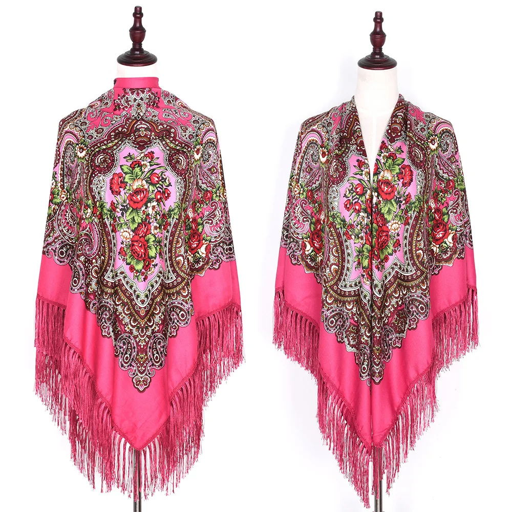 Hot selling romanian cotton shawl Russian scarf Floral Vintage shawl Old shawl romanian style women headscarf kerchief babushka