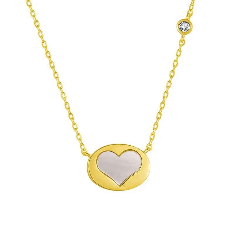 queen of hearts necklace 14K gold rose gold plating 925 solid silver MOP pearl mother of pearl heart necklace