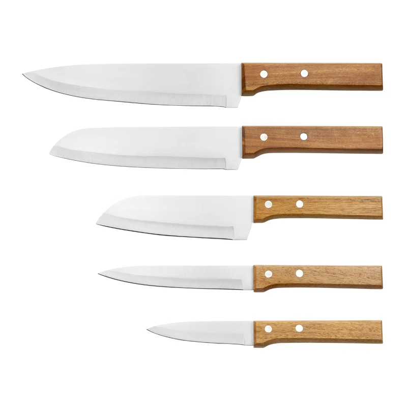 Amazon professional Japanese chef Kitchen Knives stainless steel cooking knife set  with wooden handle