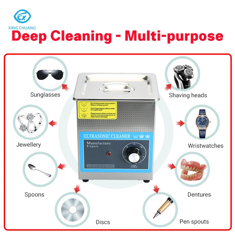 Professional Ultrasonic Cleaner Stainless Steel for Jewelry Gold Silver Watch Diamond Small Parts Glasses Cleaning Machine