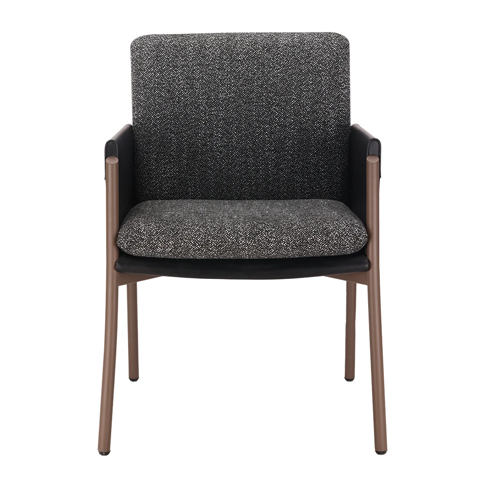 Italian Morden furniture stainless steel frame with leather fabric cushion leisure dining armchair reception chair  coffee chair