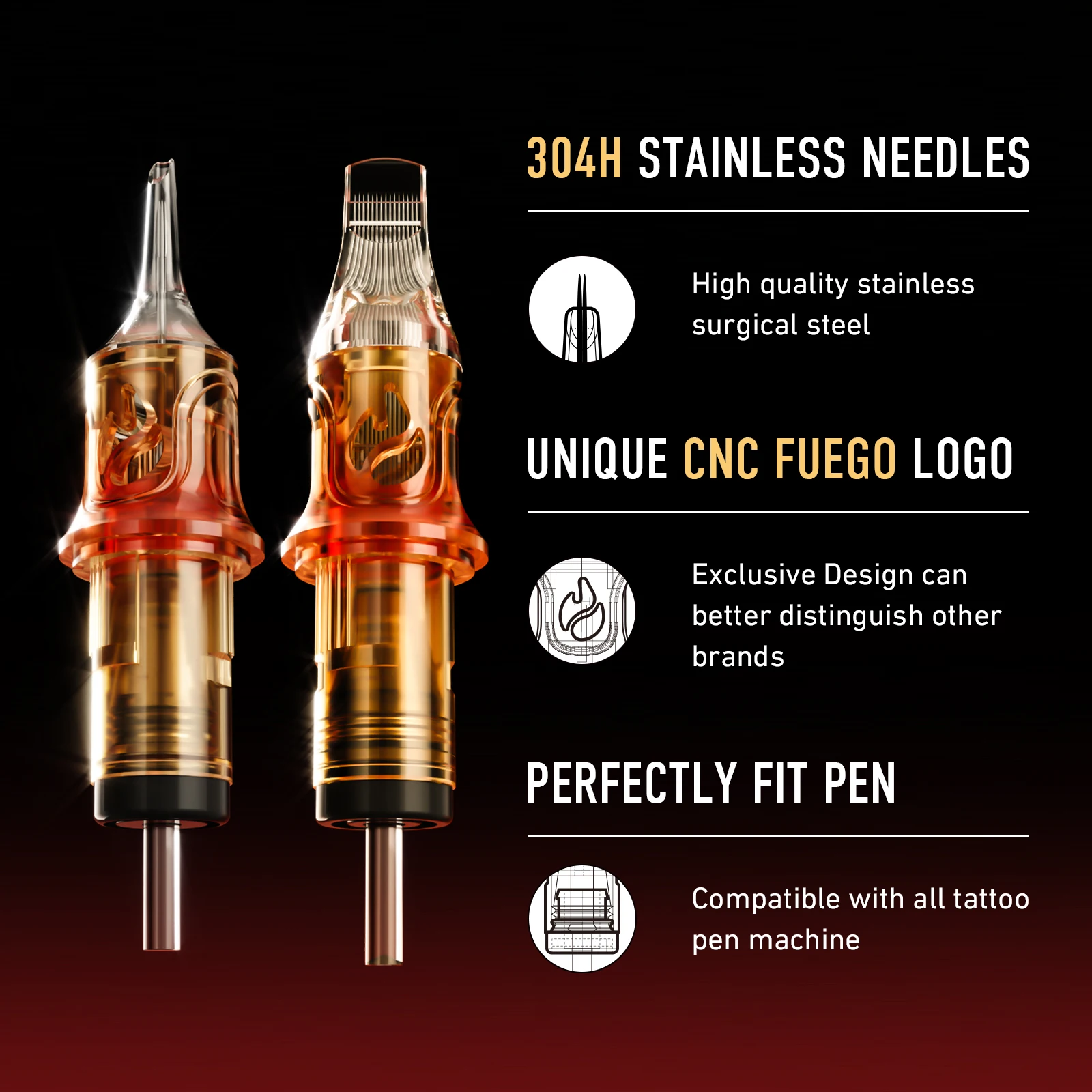 CNC Fuego Orange Color New Design Tattoo Cartridge Needles