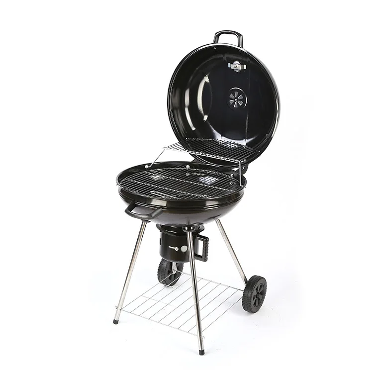 Rotisserie with wheels enamel grill  BBQ hand drawn enamel grill charcoal grill