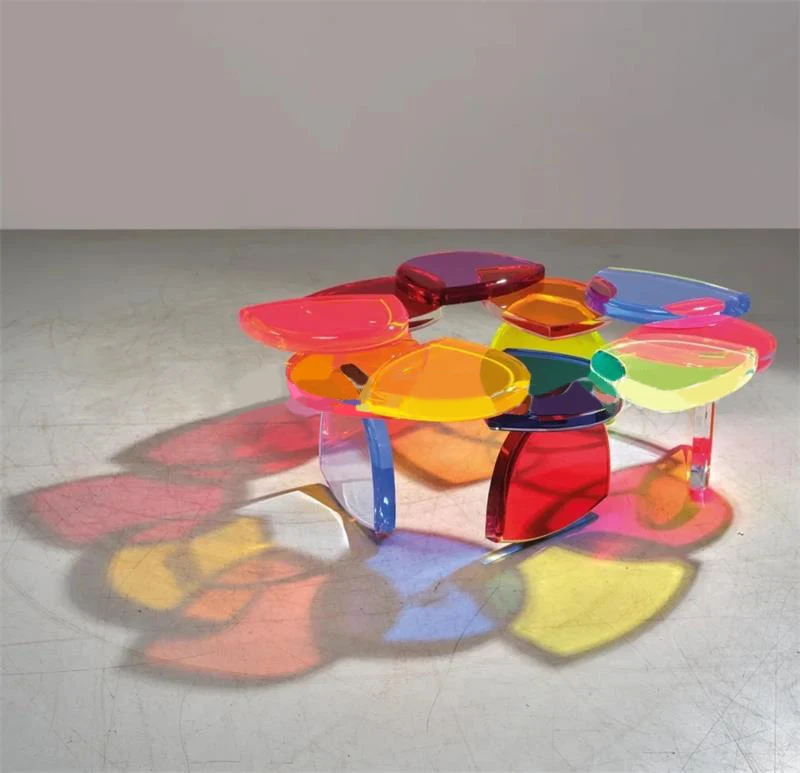 New Simple Fashion Small Side Table Living Room Side Table Rainbow Color Round  Acrylic Coffee Table