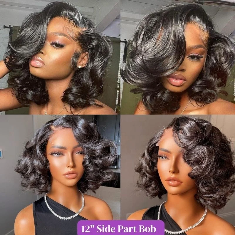 Wholesale Brazilian Human Hair Bob Wig, Short Part Bob Wigs Human Hair Lace Front, HD Glueless Lace Frontal Human Hair Wigs
