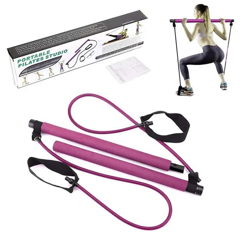 Hot Selling Yoga Multifunction Gym Workout Equipment Pilates Stick Bar with Resistance Bands for Toning Muscle, Leg and Butt