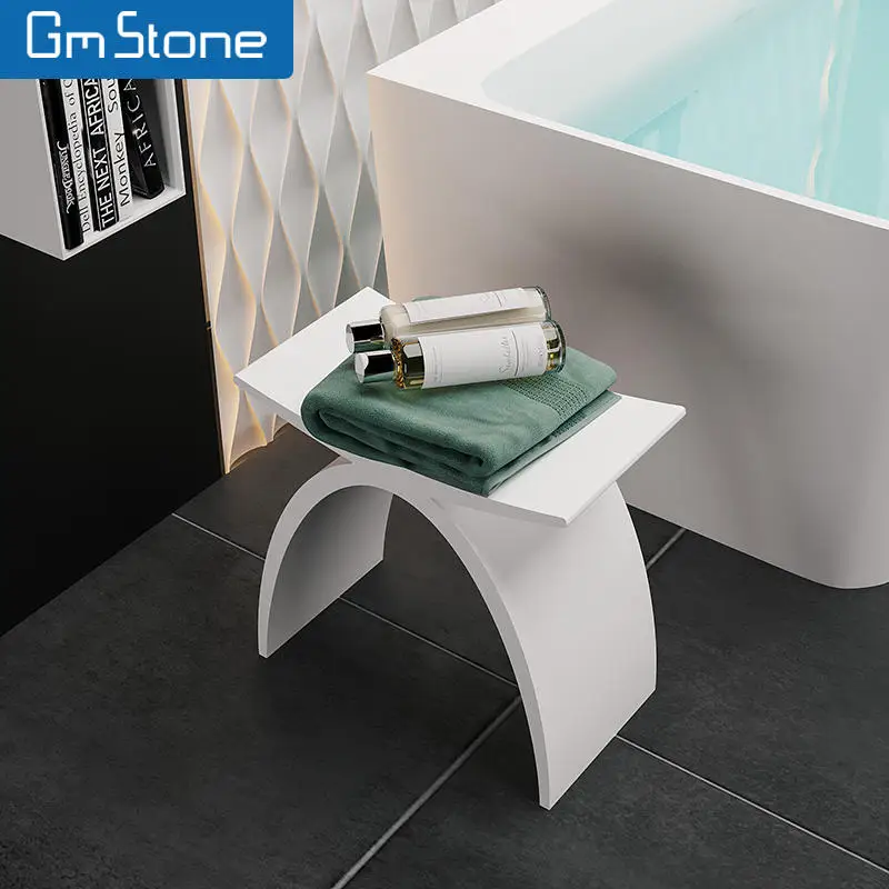 GM Custom Design Shower nordic Stool Acrylic Solid Surface Bathroom Stool Artificial Stone stool