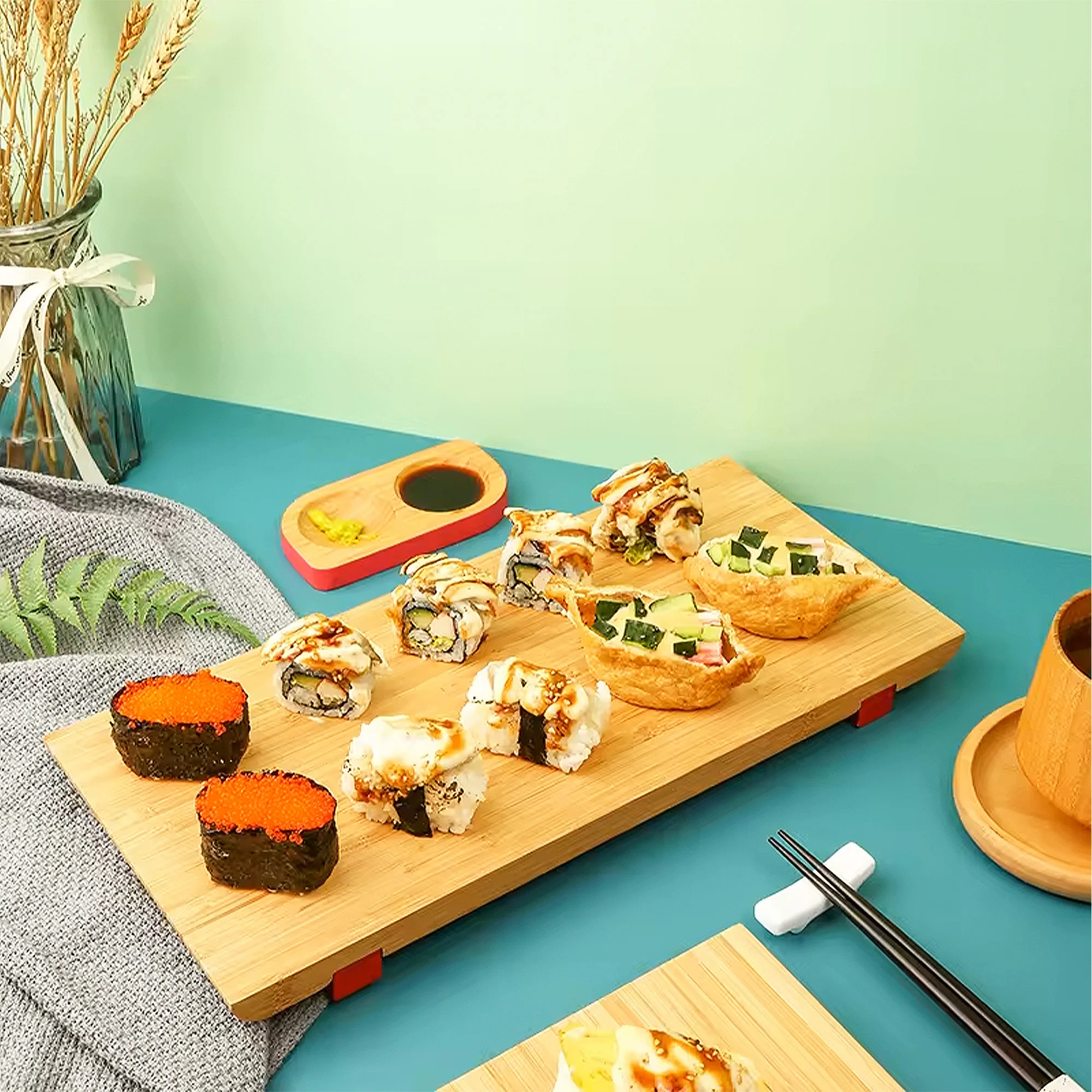 3 Pieces Packed Restaurant Dinnerware Sashimi Bamboo Serving Tray Sushi Bamboo Display Dish