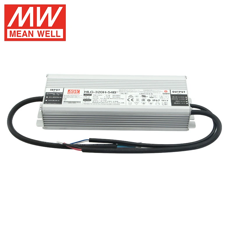 MEANWELL HLG-320H-54B LED Driver IP67 3 IN 1 Dimmable CC And CV Mode 5.95A Power Supply