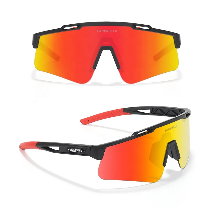 Hot Sale custom logo Brand TWINSHIELD Running Glasses UV400 Sports Sunglasses Mountain Bike Riding Road Sports Sun glasses