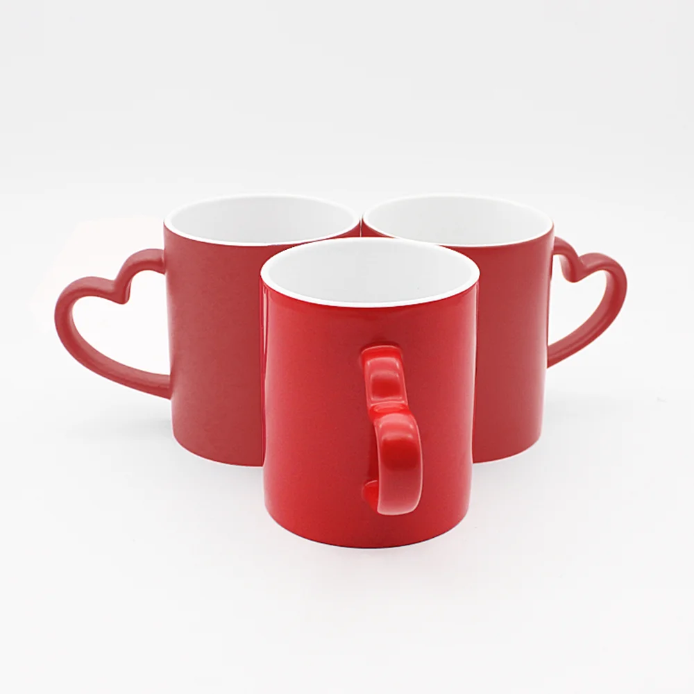 36 Packs MR.R 11oz Sublimation Blank Ceramic Mugs with Heart Handle Magic Mug Matte Surface Drinking Mug