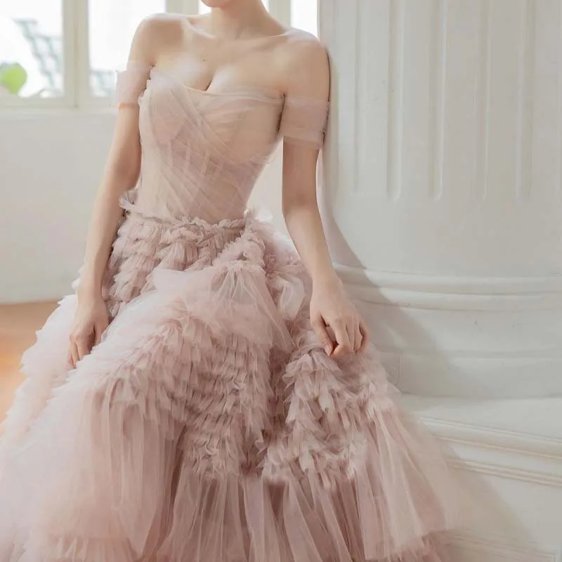 LSCZ26 Long Fashion Ladies Dress Sleeveless Elegant Backless Pink Evening Dress Women