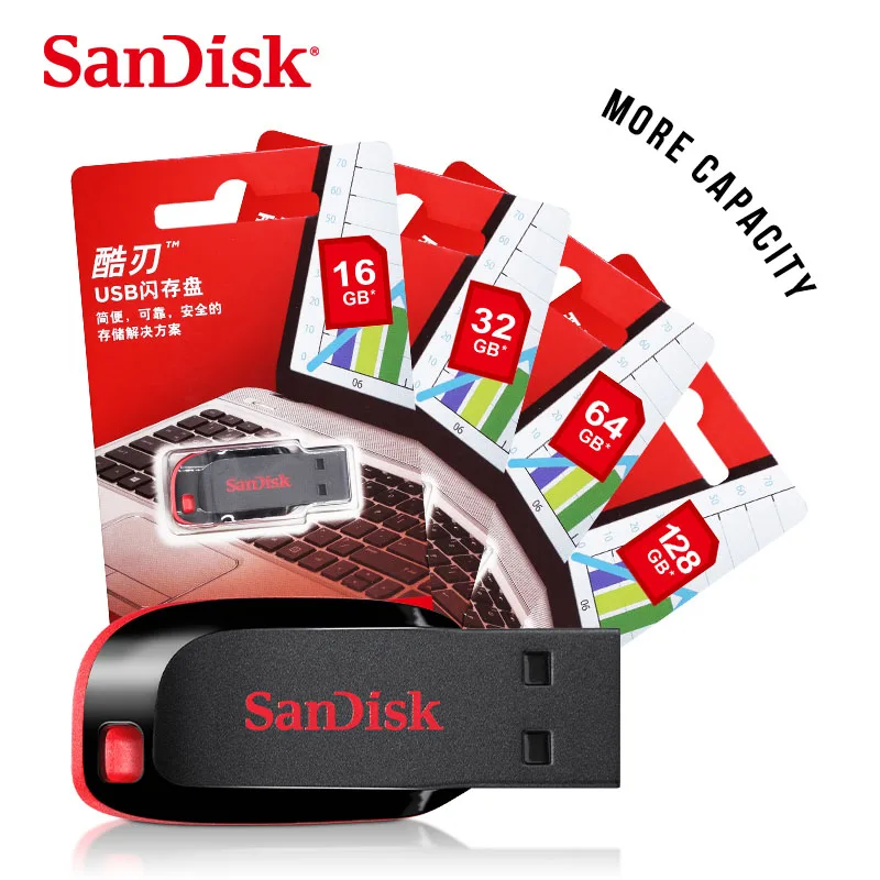 Wholesale SanDisk CZ50 USB Flash Pen Drive 16GB 32gb 64gb 128gb usb2.0 pendrive flash disk
