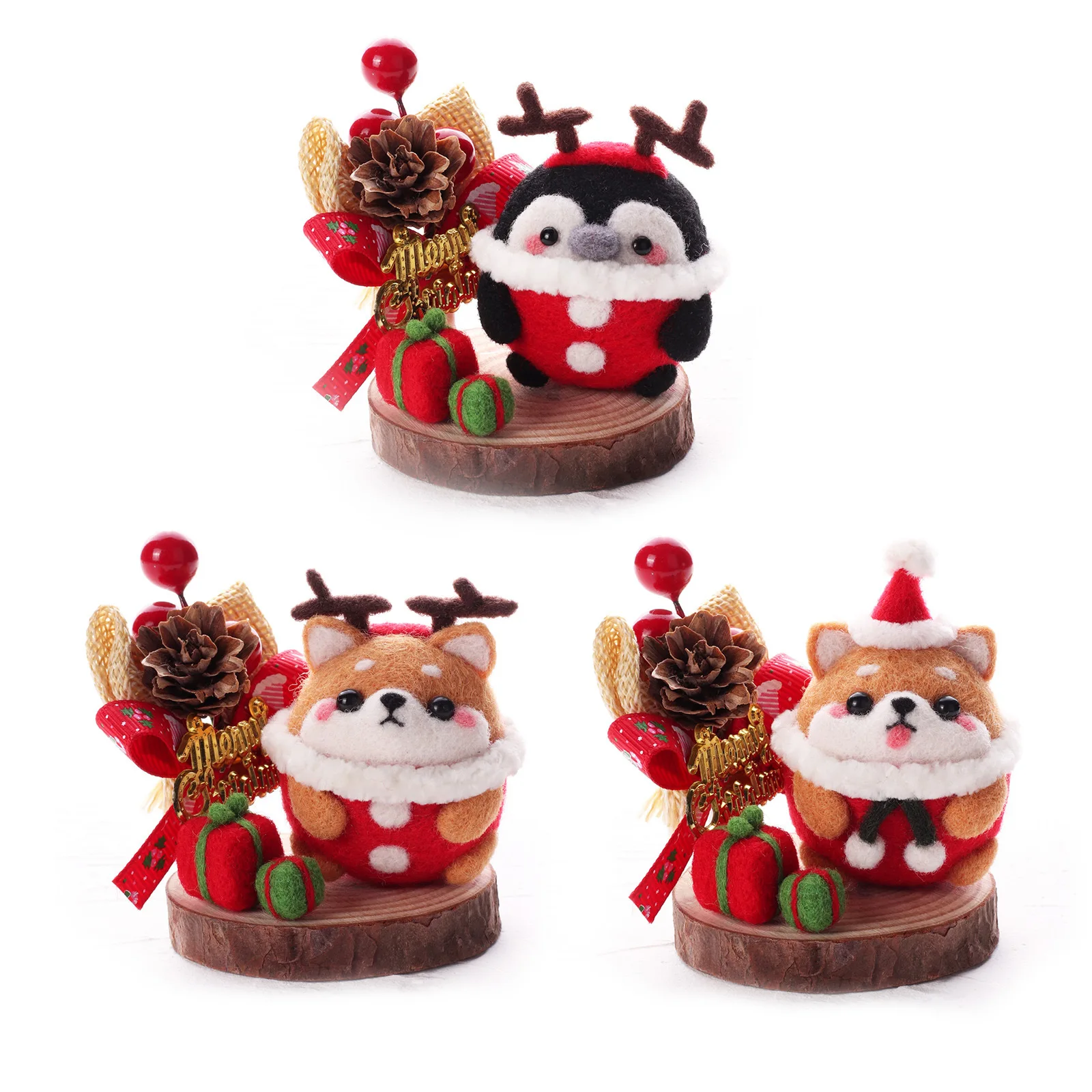 New Desgin Christmas Doll Car Hanging Ornaments DIY Wool Needle Poking Toy Kit Diy Felt