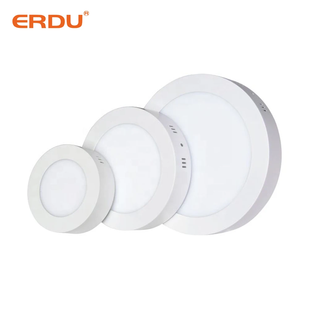 ERDU New Design Simple Round Square 6w 12w 24w Ceiling Surface Mounted Led Panel Lights