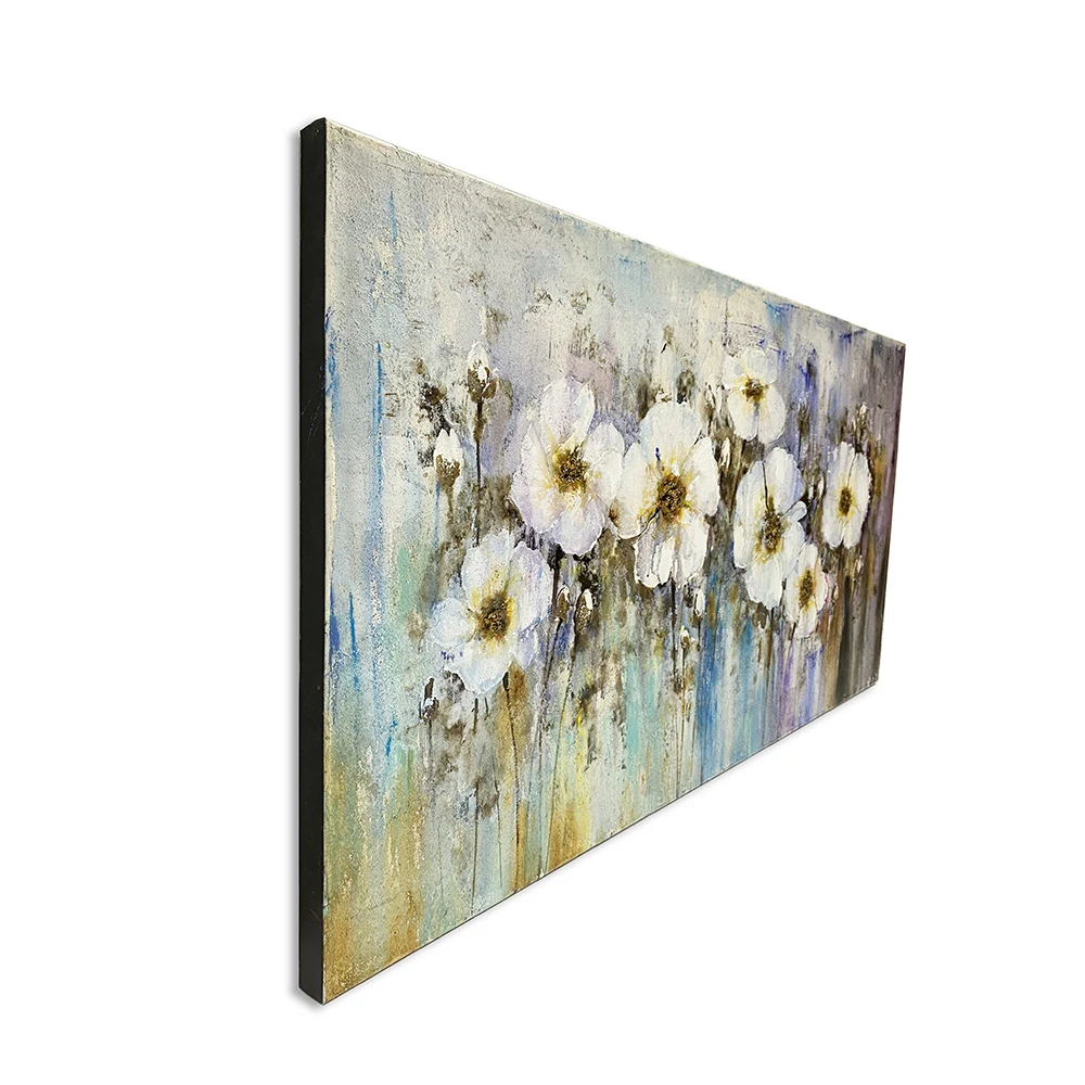 Appreciate Luxurious Home Decoration Landscape Flower Gold Leaf Painting Wall Art Acrylic Painting Handmade Canvas Oil Painting