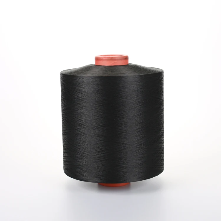 
150d/48f HIM textured dope dyed black intermingled polyester filament yarn 