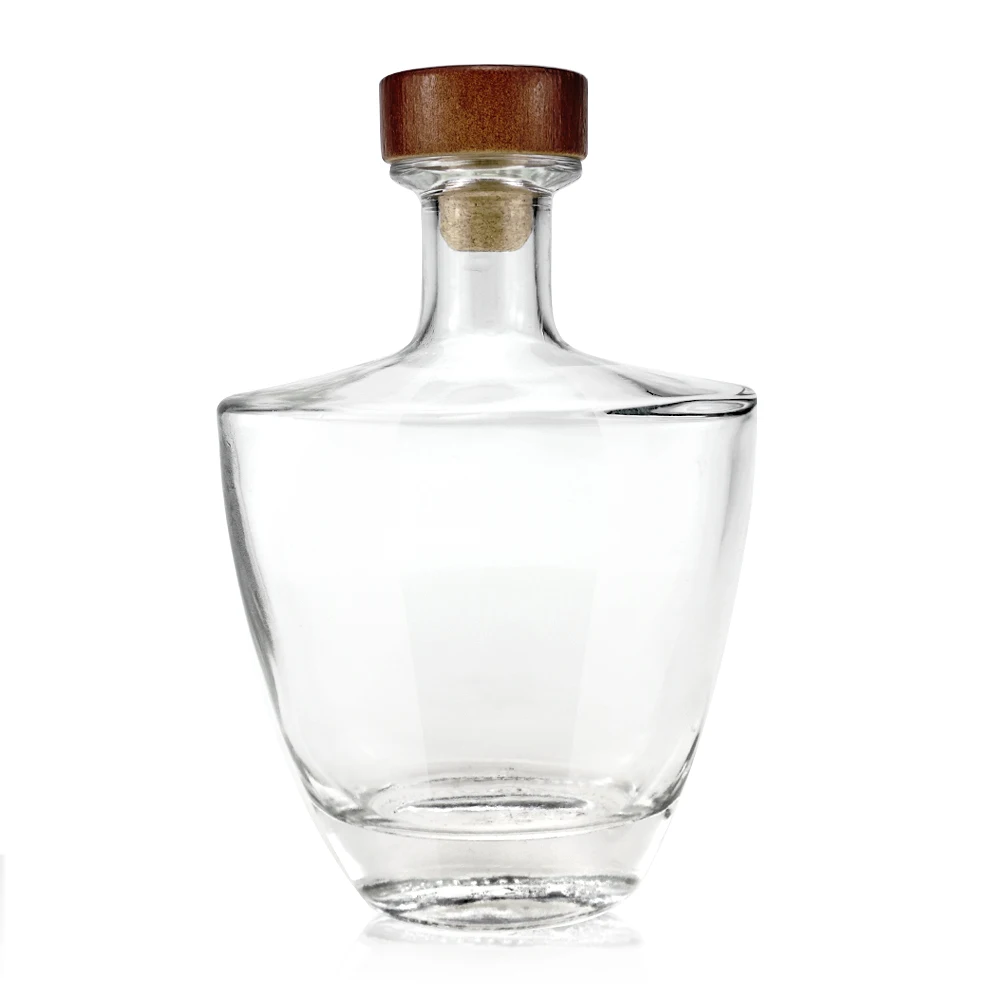 700ml thick bottom flat wide shoulder XO brandy wine glass bottle high clear spirits liquor alcohol bottle for vodka whisky rum