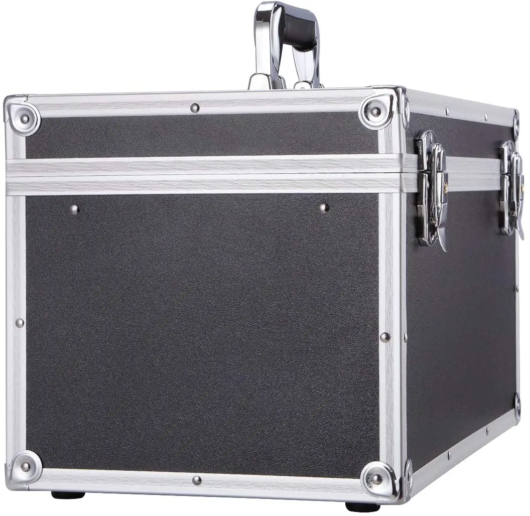 Black Toolbox Storage Case Large Tool Storage Box Multi-function Carrying Case Lockable Aluminum Hard Case Portable Toolbox