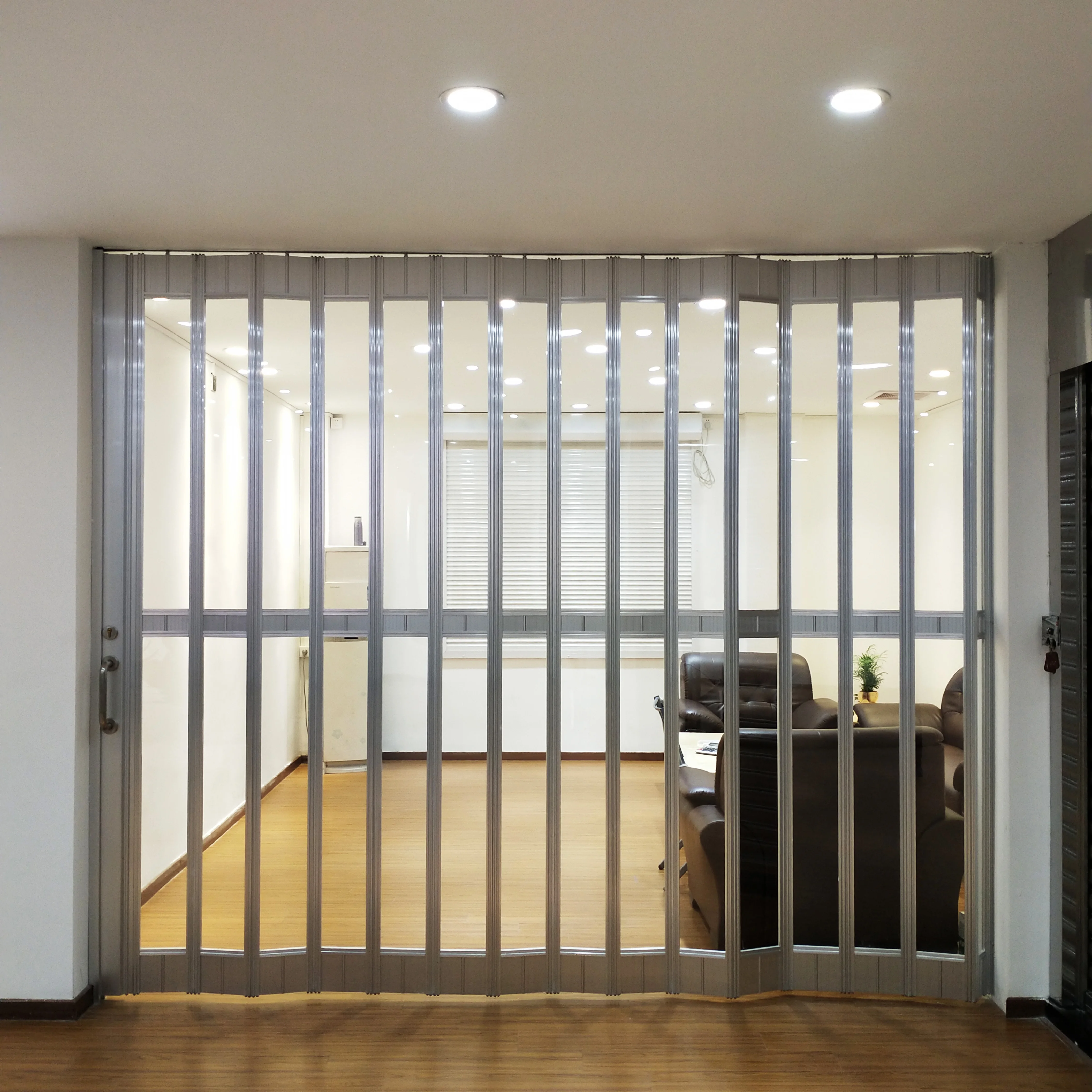 Временные пластиковые легко открыть Временный торговый центр межкомнатные складные двери прозрачный