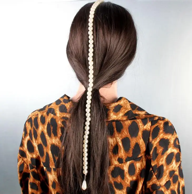 wholesale 2019 newest pearl chain tassel hair accessories fashion women extension pearl hair chain accessory