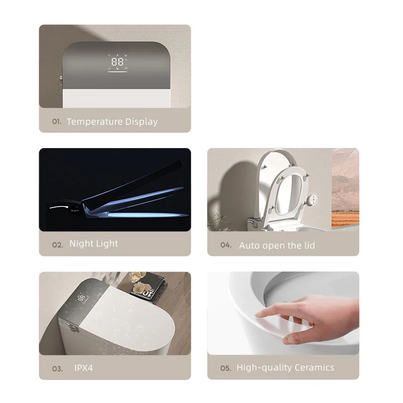 Bathroom automatic ceramic one piece smart toilet smart bidet toilet intelligent toilet