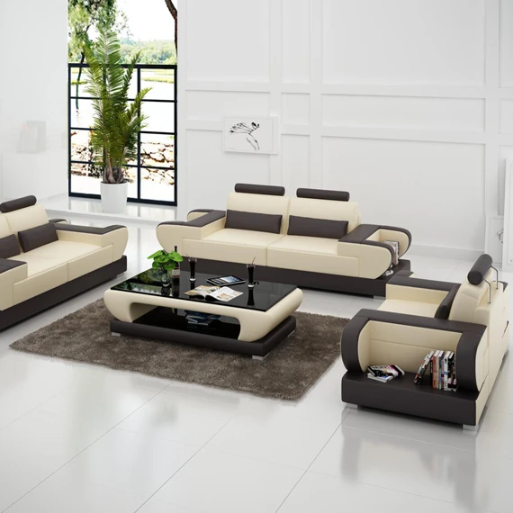 Modern couch set design living room big luxury sectional leather sofa