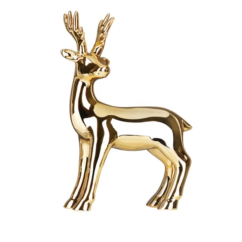 
Modern Nordic Living Room Decoration Ceramic Deer Gold Plating Home Decoration Deer 