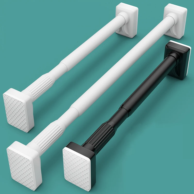 Multipurpose Adjustable Curtain Poles Long Extensible Contracted Black Curtain Rods Extendable