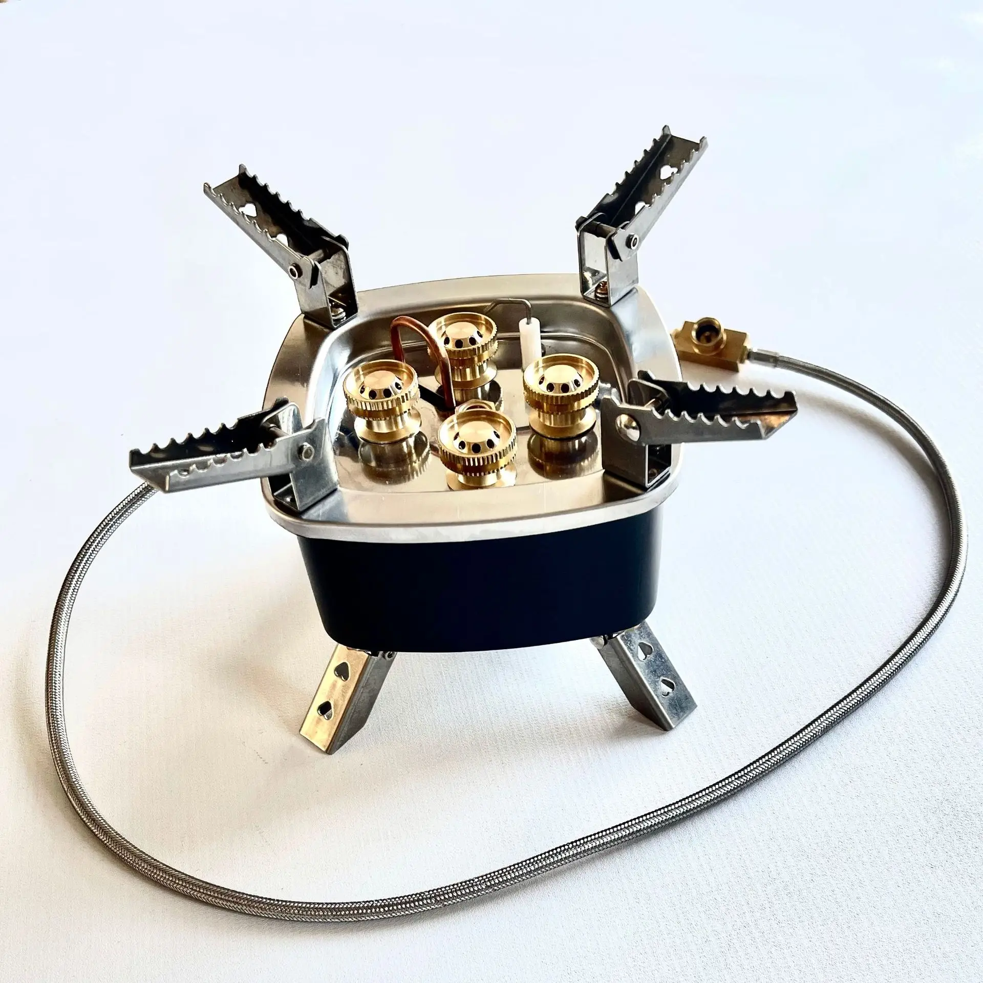 Five-Head Fierce Outdoor Cartrid Oven Folding Steel Barbecue Picnic Butane Gas Oven Direct Injection Fired Boiler for Camping