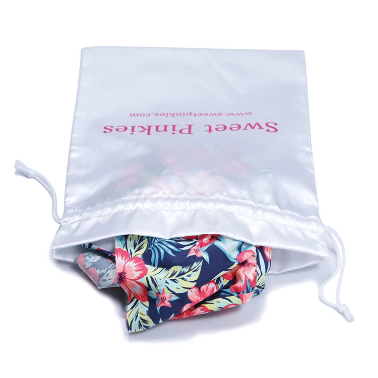 Custom satin hair bag with logo jewelry cosmetics gift silk bag hair packaging wig storage bag