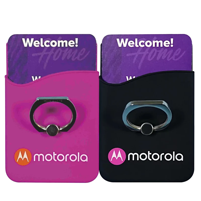Hot Sale Silicone Phone Card Holder With Ring Stand Customized Design Available