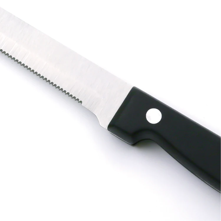 Serrated Steak Knife with Black PP Handle Table Knife Stainless Steel Hot Sale 4.5 Inch Metal Sustainable Steak Knives 8 Set