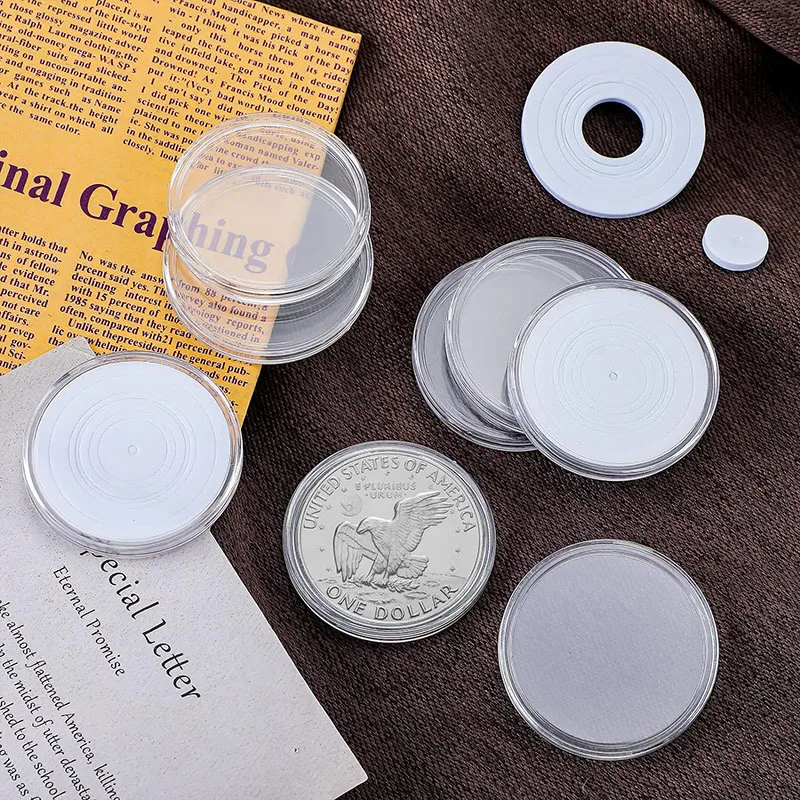 30mm 35mm 38mm 41mm Collectable Coin Holder Clear Plastic Round Coin Capsules