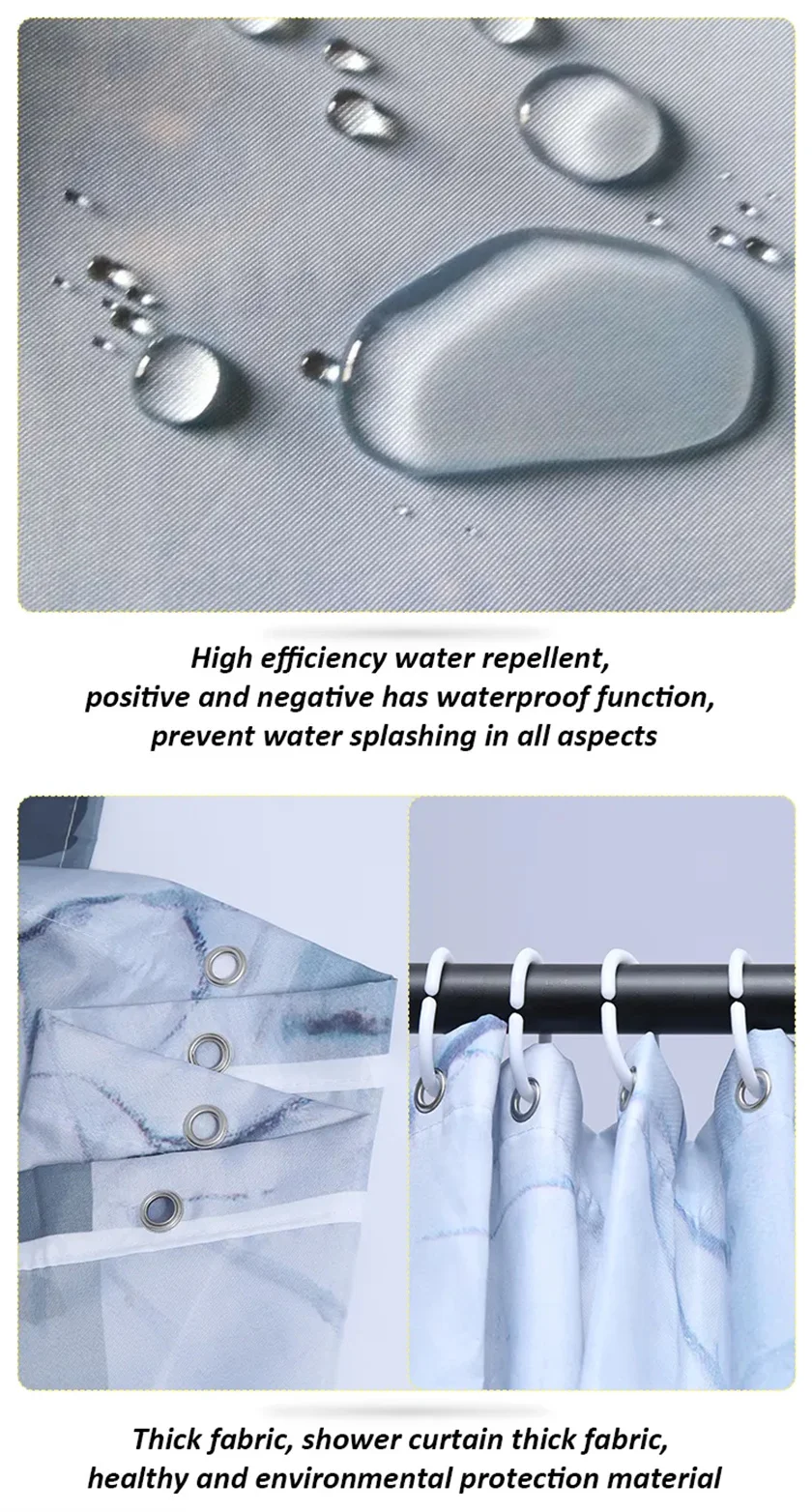 Manufacturer Low Price Sales Minimalist Black Square Pattern 3D Custom Printing Is Widely Used In Transparent Shower Curtains