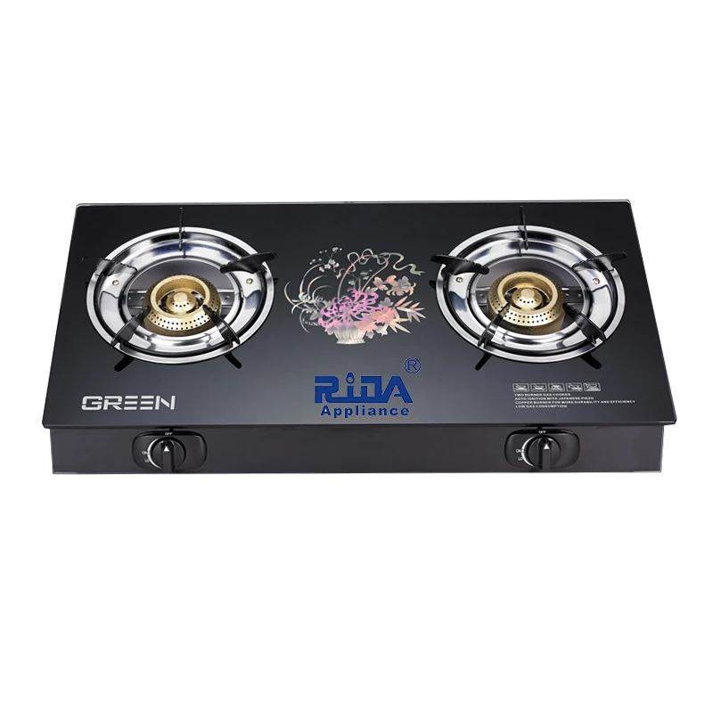 
2019 new design flower cast iron cooktop panel burner honeycomb 2 burner low price gas stove gas cooker 