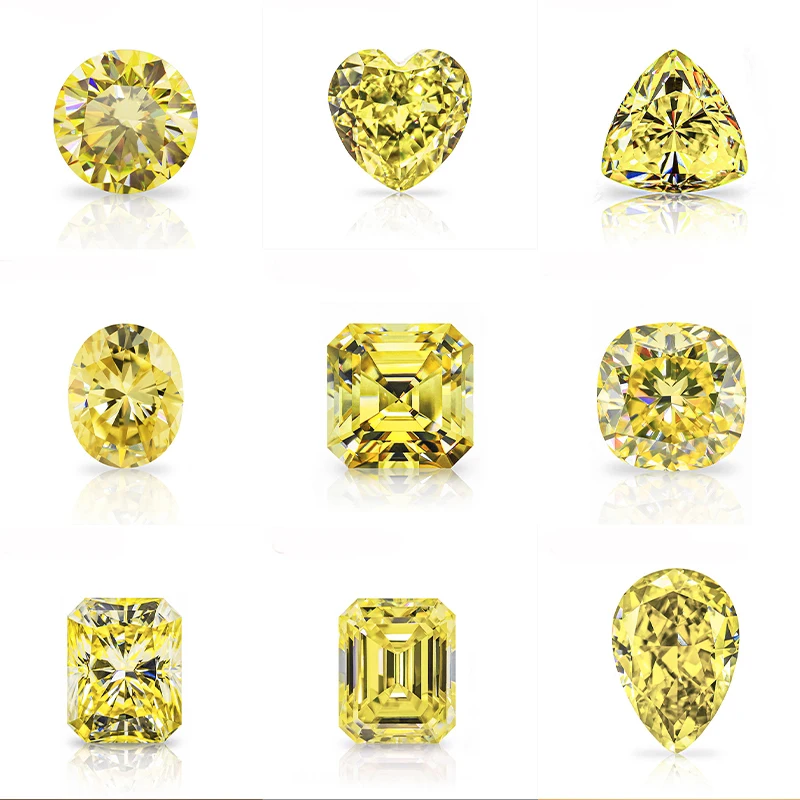 Luster Jewelry Fancy Cut All Size VVS Loose Diamond Coated Vivid Yellow Moissanite for Jewelry