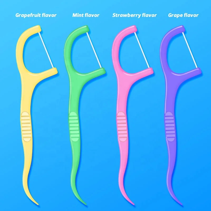 Wholesale Multi Colors Mint Flavor Dental Floss Picks Teeth Flossing 100 Count Floss Toothpicks