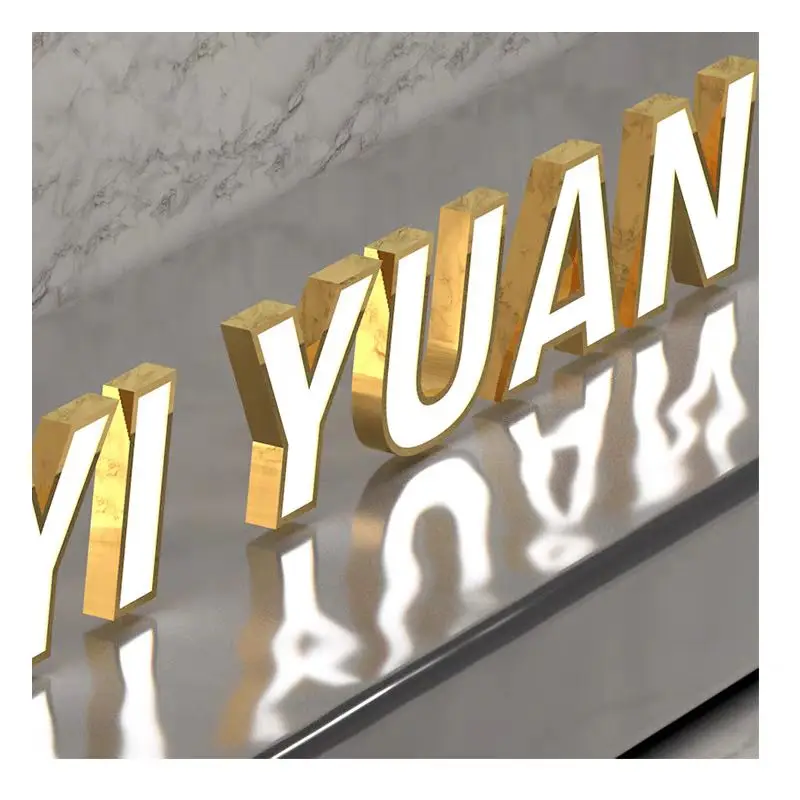 Luxury 3D Logo Outdoor Led Letter Sign Led Backlit Brand Signage Custom Metal Channel Letter   For Company Store Decor