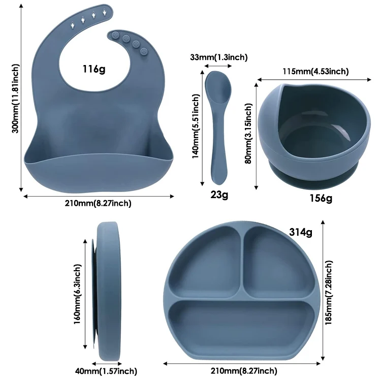 2024 New Product Ideas 100% Food Grade BPA Free Silicone Dinnerware Baby Bowl Suction Tableware Set Kids Dining Supplies
