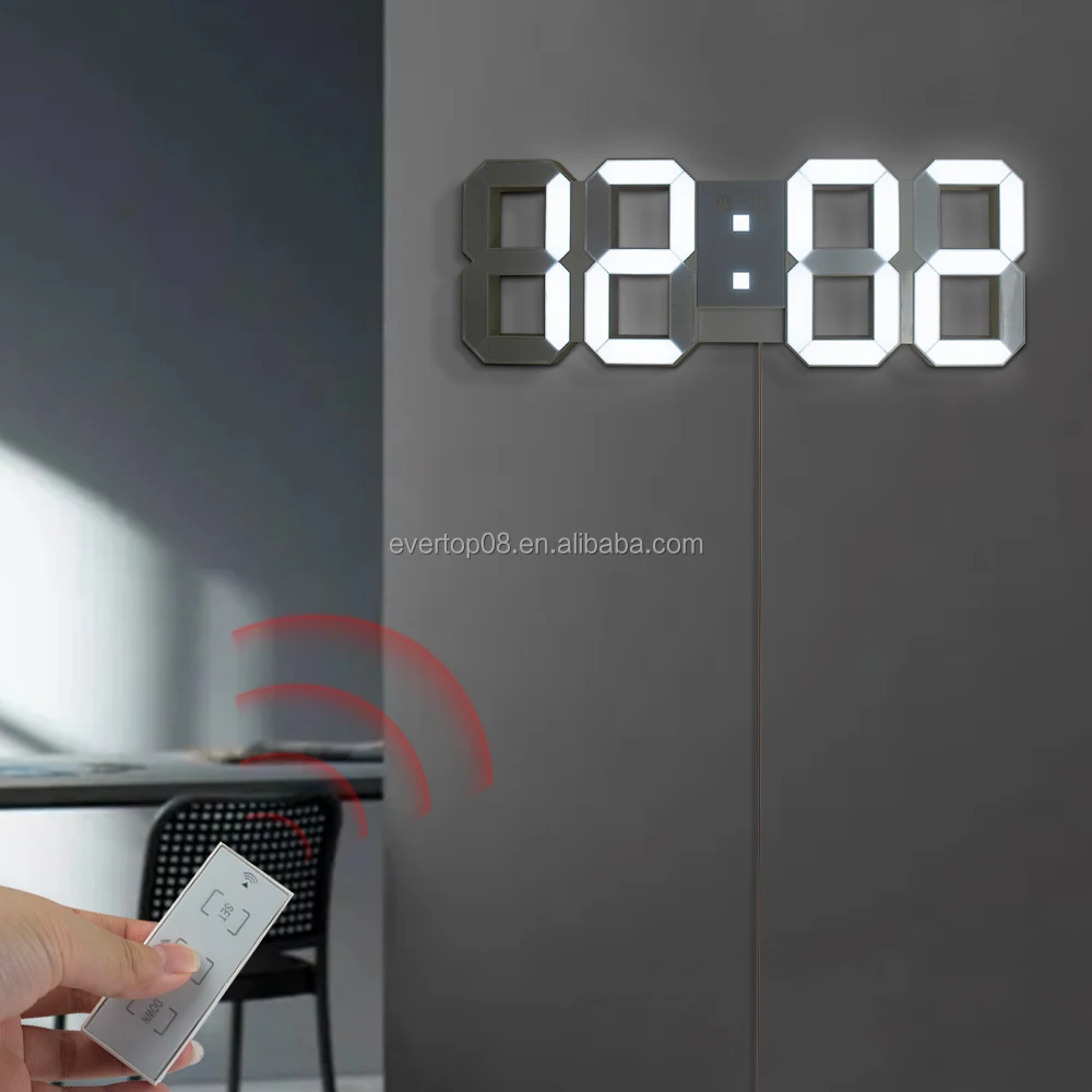 3D numbers desktop and wall mounted LED calendar alarm frame clock