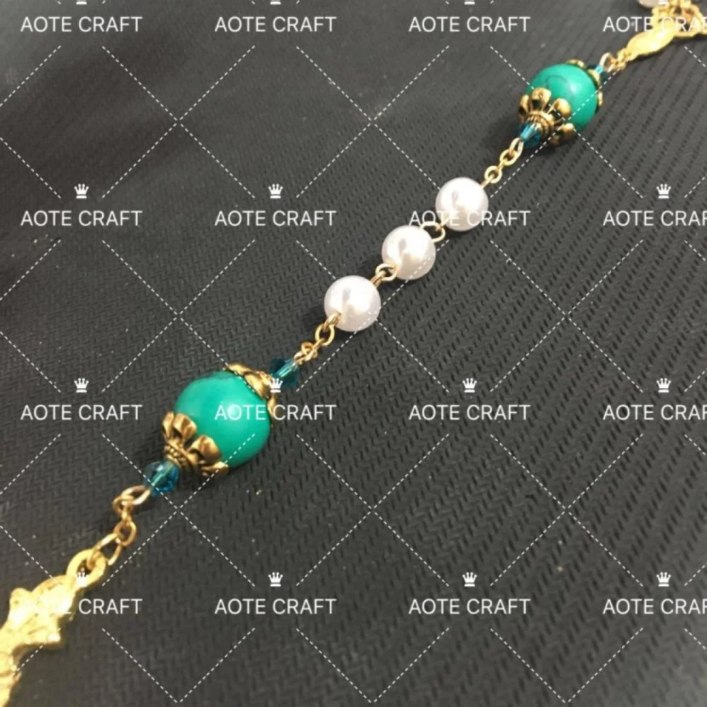 Wholesale 8mm white plastic pearl beads with green turquoise women jewelry 14k gold catholic cheap rosary
