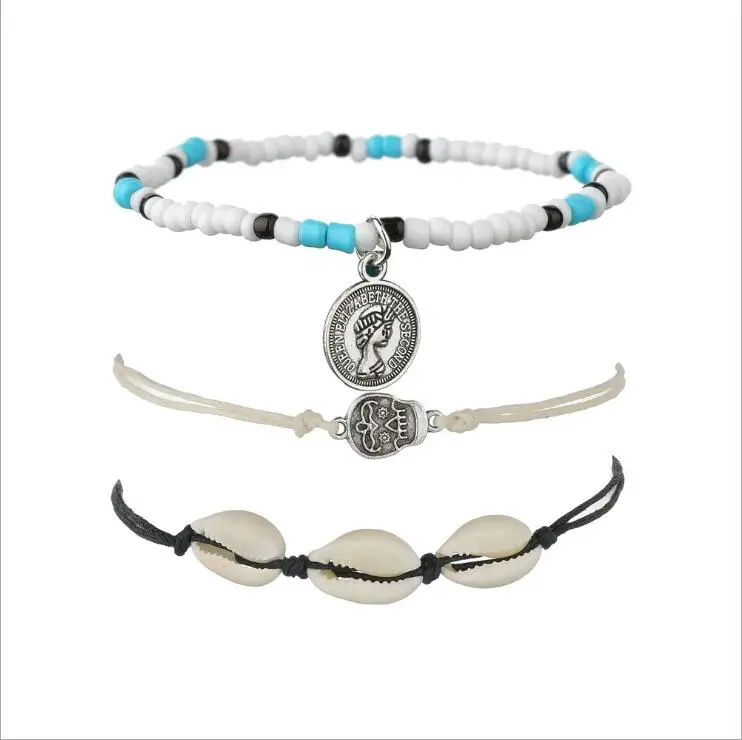 
Top Selling Boho 18K Gold Plated Beach Shell Link Chain Anklet Handmade Seashell Tennis Ankle Bracelet 