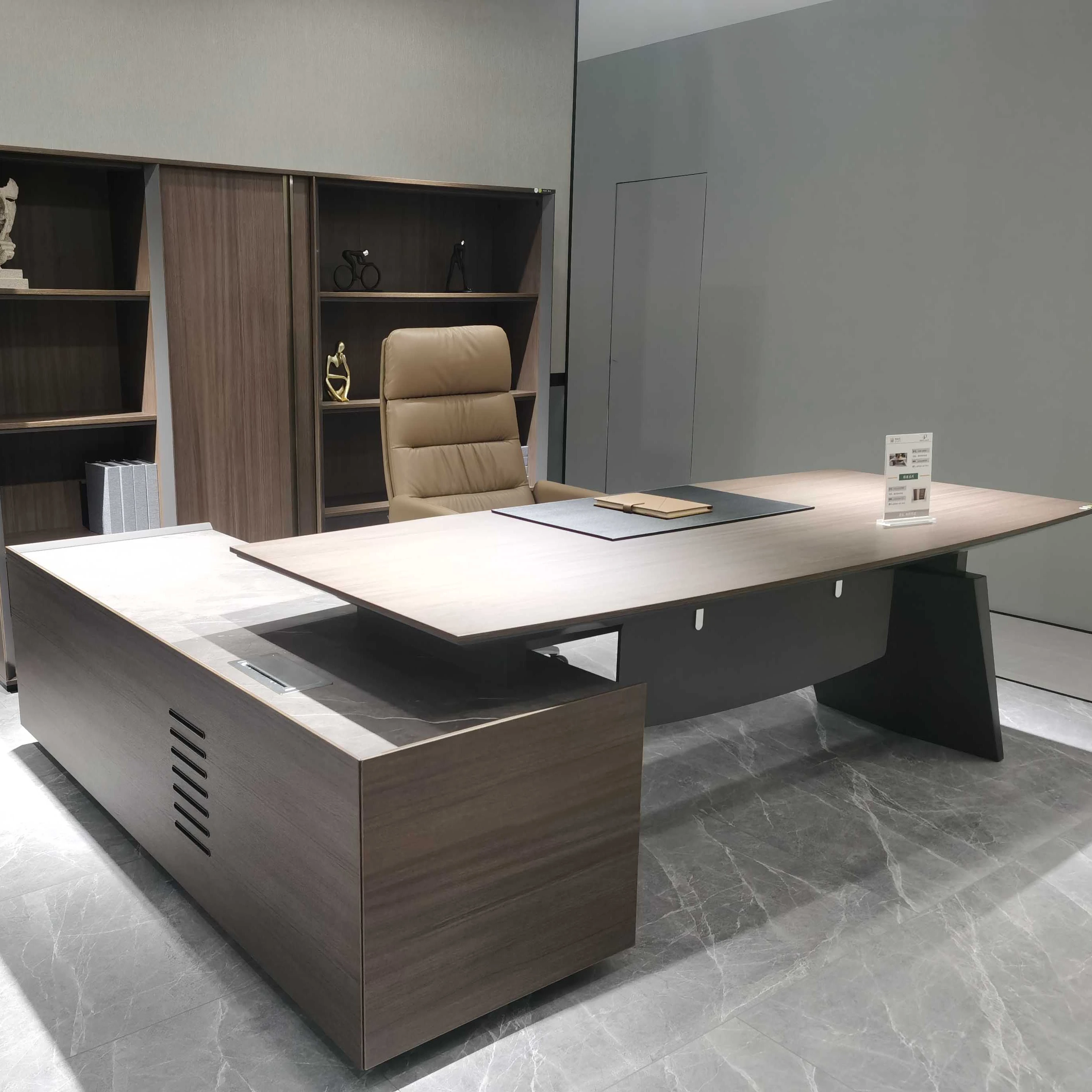 High Quality Office Furniture Table Modern Design Company Executive Melamine Boss Desk With Side Cabinet