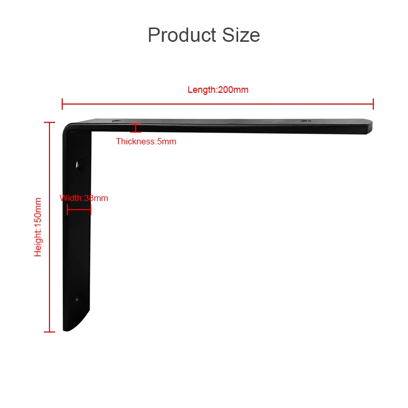 4 Pack Shelf Brackets Heavy Duty Industrial Forged Steel Iron Rustic Floating Shelf Brackets Lumber Boards Angle Wall Brackets