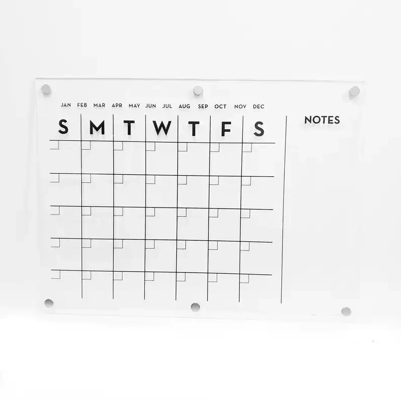 2023 Hot sale Acrylic Magnetic Calendar For Fridge Weekly Magnetic Calendar For Fridge Kids Acrylic Calendar